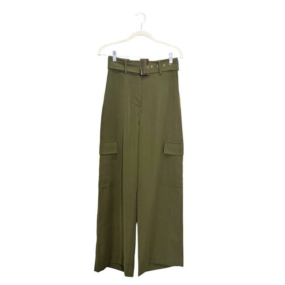 HOUSE OF CB Laurel Wide Leg Cargo trousers in olive green - Picture 9 of 12